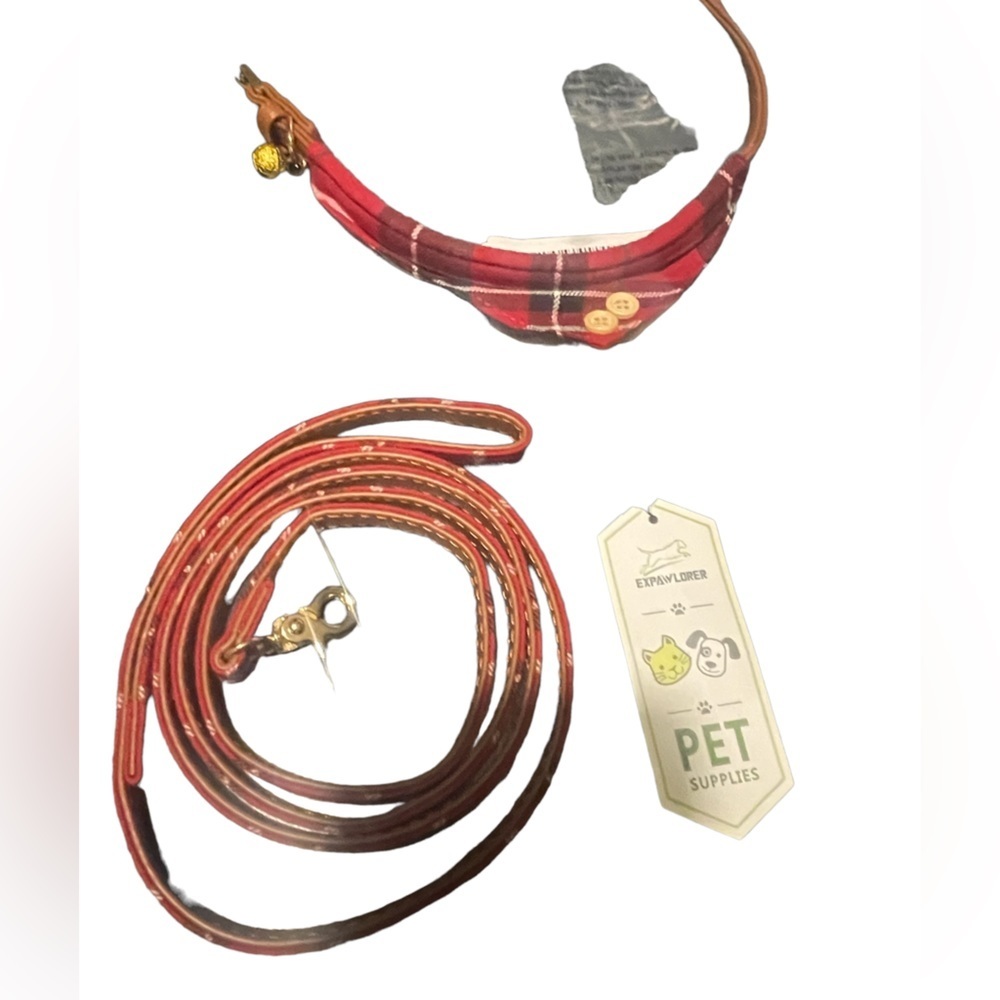 Small dog plaid leash with collar NWT